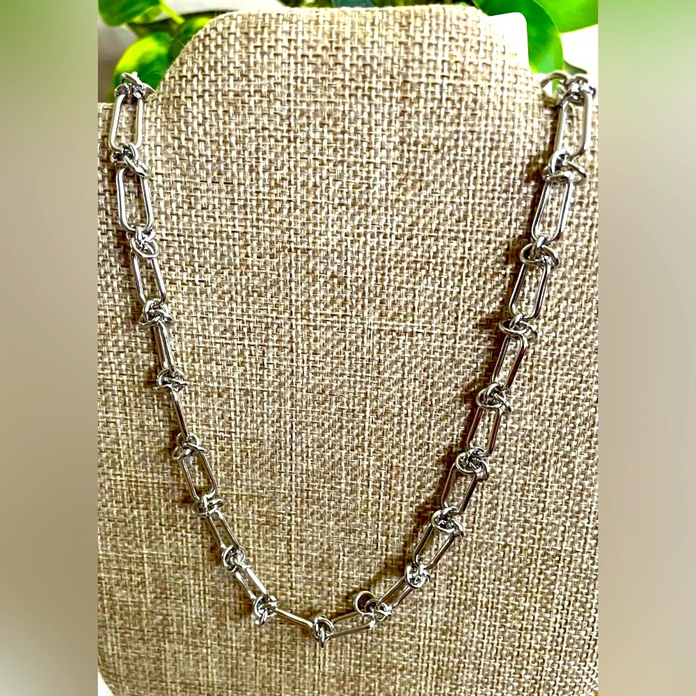 Beautiful Stainless Steel Knot Design Necklace, New!